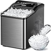 Nugget Ice Maker Countertop, 35lbs/24H Sonic & Chewable Pellet Ice, Portable Crushed Ice Machine, Self-Cleaning Anti-Scale System, 10 Cleaning Packets, Quiet Operation, Stainless Steel