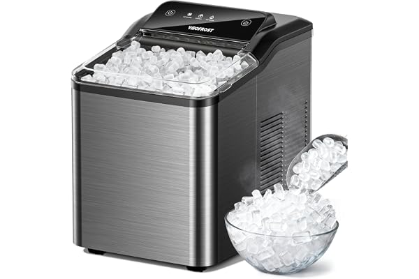VIBOFROST Nugget Ice Maker Countertop, Fast 35lbs/24H Sonic Pebble Ice Machine, Self-Cleaning Anti-Scale System, Stainless Steel Portable Ice Maker for Home, Kitchen, RV, 10 Cleaning Packets