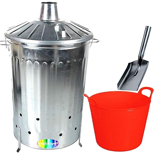 CrazyGadget® 125 Litre 125L Extra Large Galvanised Metal Incinerator