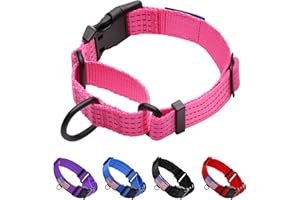 LUCKYDC Martingale Collar for Training Dogs. Adjustable Reflective Collars with Buckle-USA Flag- NO Pull-Prevents Slipping Out, for Medium Large XL Dogs. Helps with Strong pullers(L, Pink)