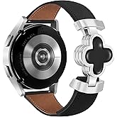 MOINSPIRE Designer Slim Leather Bands for Women 20mm Magnetic Lucky Clover Watch Strap Compatible with Samsung Galaxy Watch 7/6/5/4/Active 2/4 6 Classic/5 Pro/FE 40mm 42mm 43mm 44mm 45mm 46mm 47mm