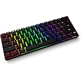 RGB Mechanical Keyboard, ANNE Pro Bluetooth 4.0 Wired/Wireless Gaming Keyboard with DIY LED Backlit & PBT Keycaps, 61 Keys compatible with PC /MAC /iPad /Smartphone /Laptop &ndash; Black (Red Switch)