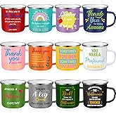Zhehao 12 Pcs Christmas Employee Appreciation Gifts Bulk Motivational Enamel Coffee Mugs 12oz Thank You Gift Bulk Cups for Teacher Staff Coworkers Team Women Men
