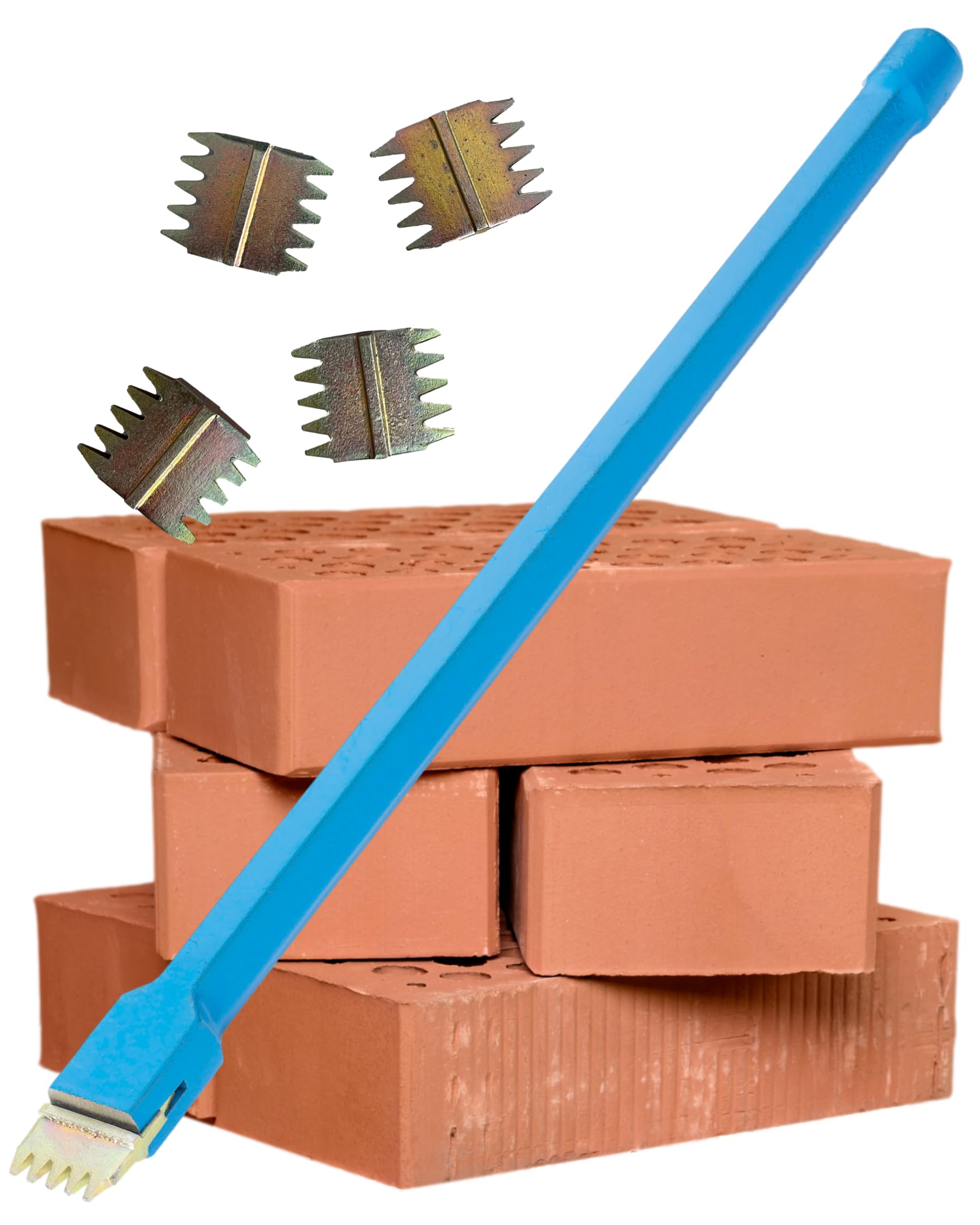 Long Handled 1" Scutch Chisel Set - by Footprint. 5 Double-Ended Combs Included. Superior Strength Drop Forged High Carbon Steel. Essential Builders Hand Tools for a Bricklayer or Stone Mason.
