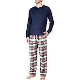 SLEEPHERO Men’s Pajama Set – Lightweight Flannel Pants & Long Sleeve Top – Soft Cotton Blend Year-Round Lounge Set