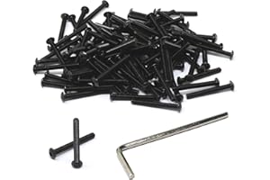 iexcell 100 Pcs M3 x 25mm Thread Pitch 0.5 mm Alloy Steel 10.9 Grade Hex Socket Button Head Cap Screws Bolts Kit, Black Oxide