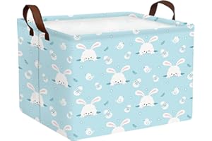 HEFEICZ Cute Large Easter Basket Gift Empty Spring Easter Storage Bin Kid Room Bunny Egg Decor (H-9)