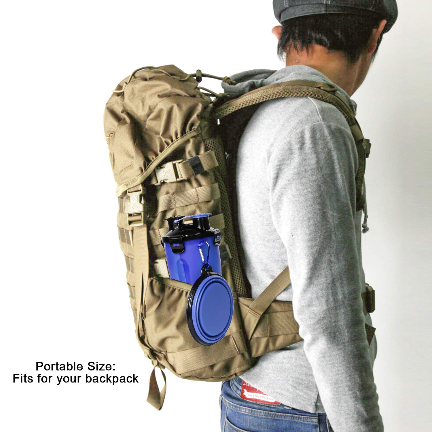 VIPpet Dog Travel Water Bottle Bowls Upgraded 2 in 1 Portable Dog Travel Water Dispenser with 2 Collapsible Silicone Bowls for Outdoor Walking Hiking Travelling