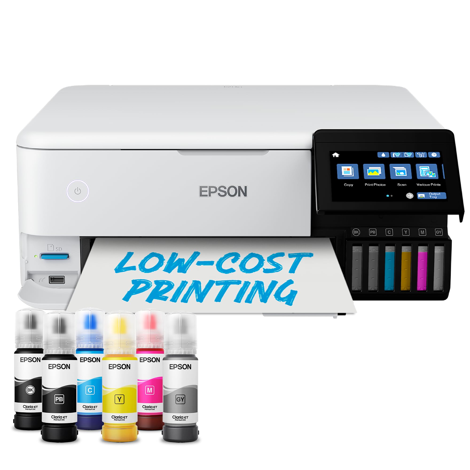 Epson EcoTank ET-8500 Ink Tank Printer | Photo Printing | 6-Colour Inks | Wireless | A4 | Print, Copy, Scan | 10.9cm Touchscreen | Double-Sided Printing | Rear Paper Feed