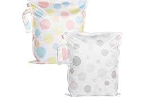 HECCEI Wet Dry Bag, 2-Pack Reusable Waterproof Wet Bagsfor Swimsuits & Baby Clothes, Leakproof Cloth Diaper Wet Bags for Travel & Diaper Changes (Bubble Play)