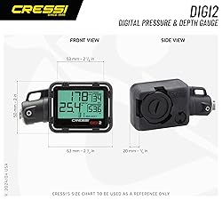 Cressi Digi2 Digital Depth & Pressure Gauges, Blue