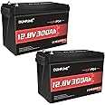 Dumfume 2 Packs 12V 300Ah Lithium LiFePO4 Battery,200A BMS 3840W Rechargeable Lithium Iron Phosphate Battery 15000+ Deep Cycles for Solar Energy Storage,Backup Power,RV,Camping