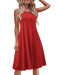 HOTOUCH Women T Shirt Dress Red Midi Dress
