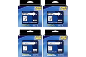 EXURBIZ TZE-231 Compatible Brother Label Makers Tape TZe-231 TZ-231 P-Touch Label Tape 12mm 0.47 White,Work for Brothers Ptouch PT-D200 PT-D210 PT-H110 PT-D410 PT-D600, Black on White,(12mm x 8m, 4 Pack)