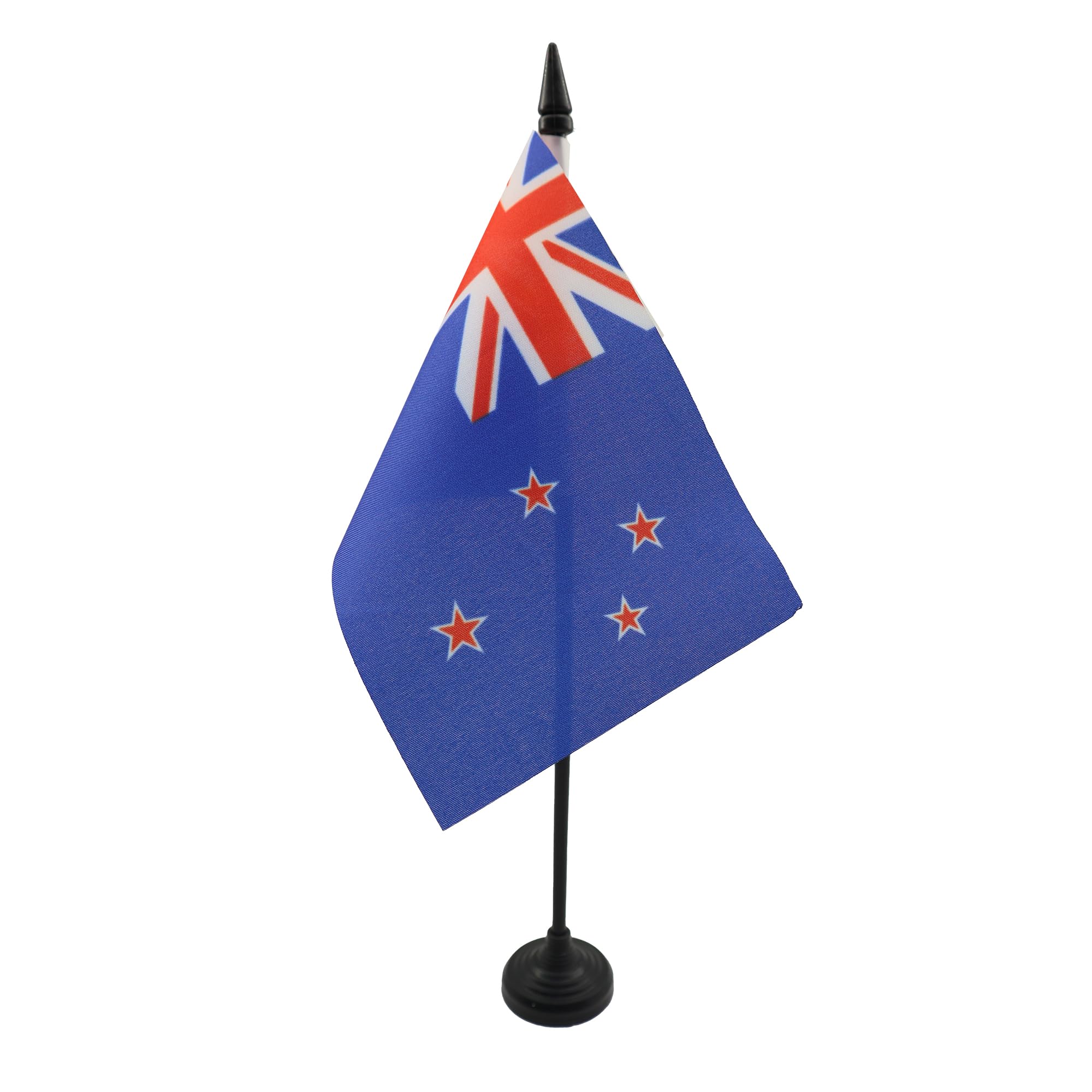 AZ FLAG - New Zealand Table Flag 4'' x 6'' - New Zeleander Office Mini Banner 100% Polyester 15 x 10 cm - Mini Desk Flag with 10'' Pole and Black Plastic Base