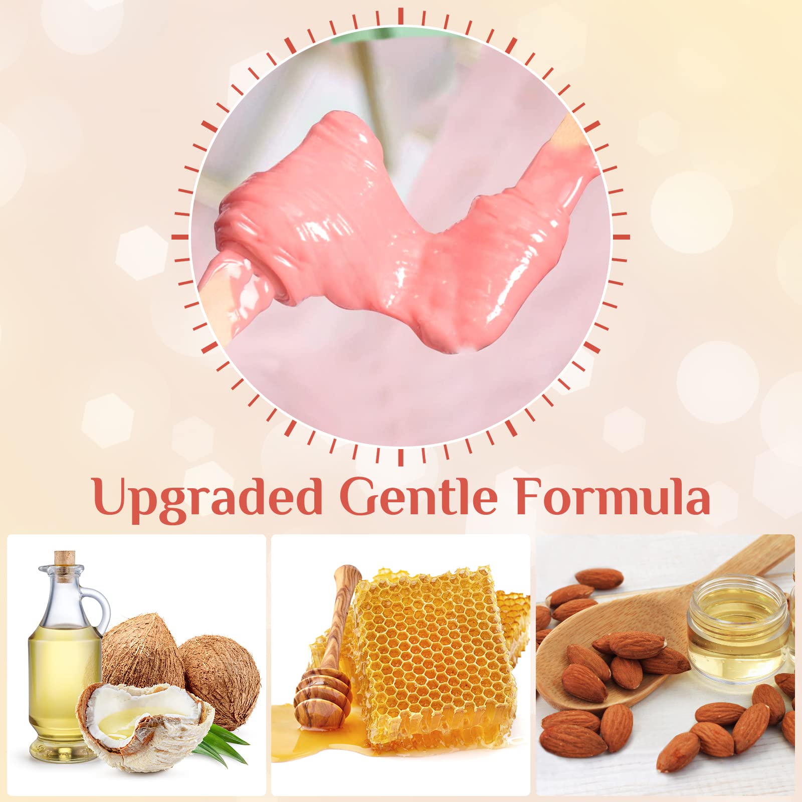 Hard Wax for Hair Removal, 1.1lb/17.6oz, Sensitive Skin wax Beads for Face, Legs, Armpit, Brazilian, Bikini and Full Body at Home, Natural and Gentle Waxing Beads (Rose)