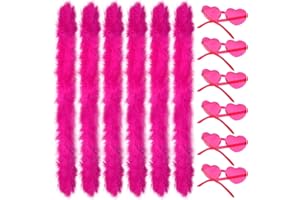 Gvhntk 12 Pcs Colored Feather Boas with Heart Shaped Sunglasses Set Rimless Glasses 6.6FT Fluffy Boas Women Party Halloween
