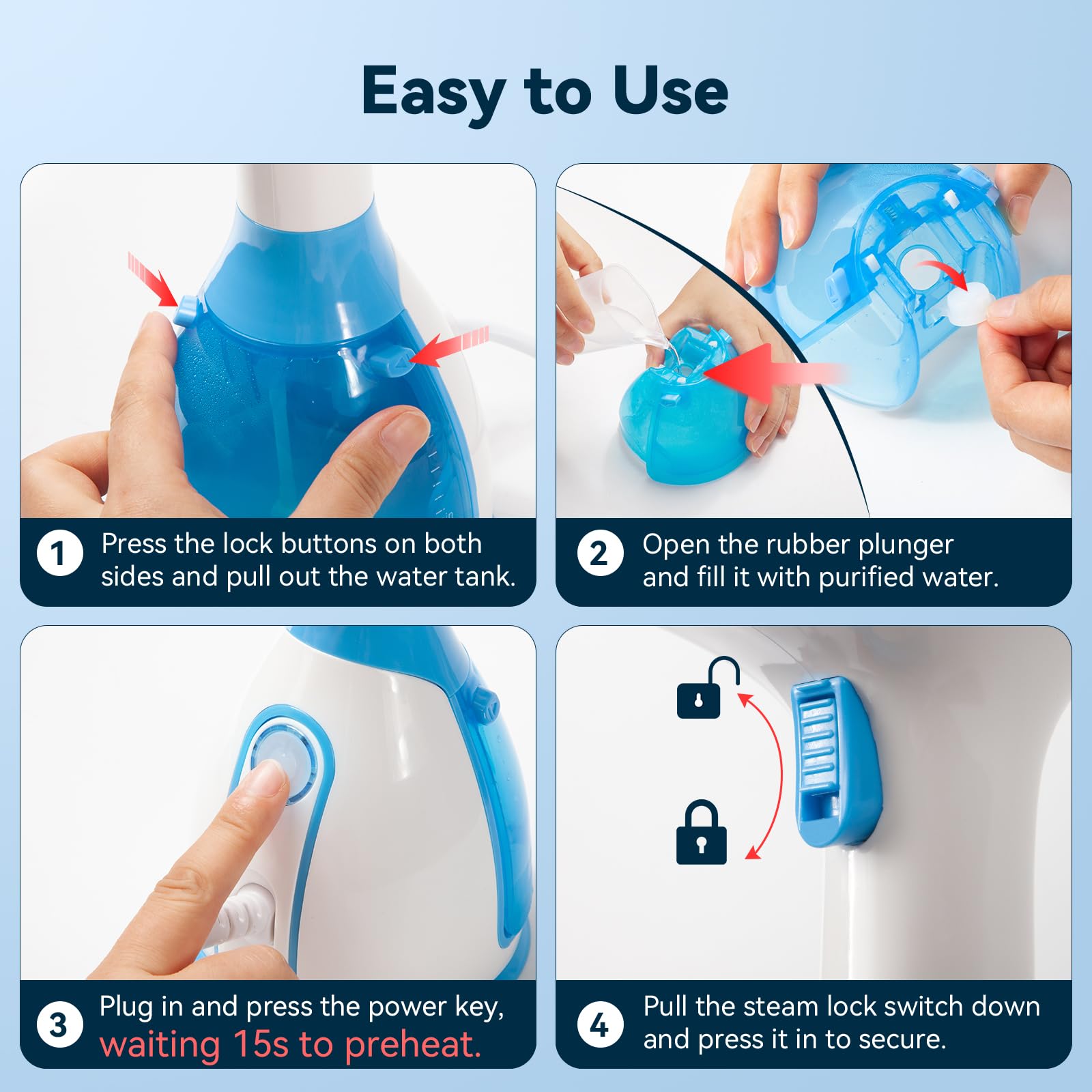 Steamer for Clothes Steamer, 15s Fast Heat-up Garment Steamer with Ironing Glove, 280ml Large Water Tank, Strong Penetrating Steam Handheld Steamer, Garment Fabric Wrinkles Remover Wet & Dry Ironing