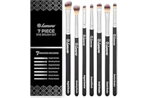 LAMORA Eye Makeup Brushes Eyeshadow Brush Set - 7pcs Soft Synthetic Brush Kit - For Blending Eyeshadow, Eyeliner, Crease, Eyebrow - Long Lasting, Apply Better, Flawless Look Makeup