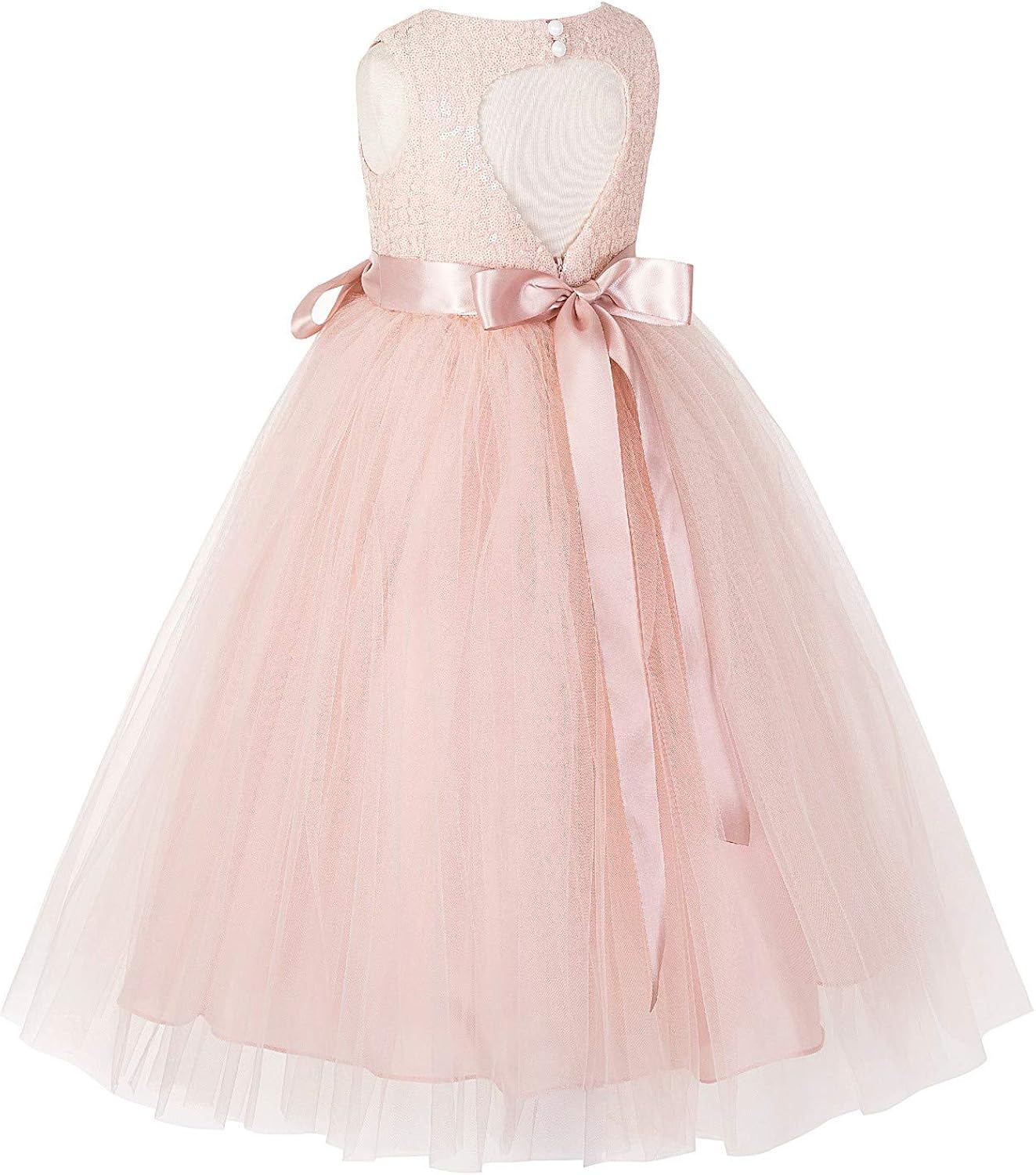 flower girl dress with heart cutout in back