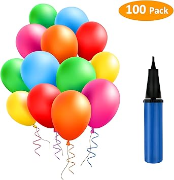 Tedgem 100 Ballons Colores Avec La Pompe Bleue Ballons Pour Fetes