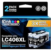E-Z Ink LC406XL LC406 Ink Cartridges for Brother Printer 2 Black LC406XL | Replacement for LC406 LC406XL Black for Brother MFC-J4335DW MFC-J5855DW MFC-J6555DW MFC-J4535DW MFC-J6955DW MFC-J4345DW