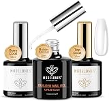 Modelones Builder Gel with Base Coat Top Coat Set 3Pcs No Wipe