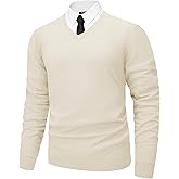 MAGNIVIT Men's V Neck Pullover Light Weight Long Sleeve Knit Soft Fashion Ribbed Sweater