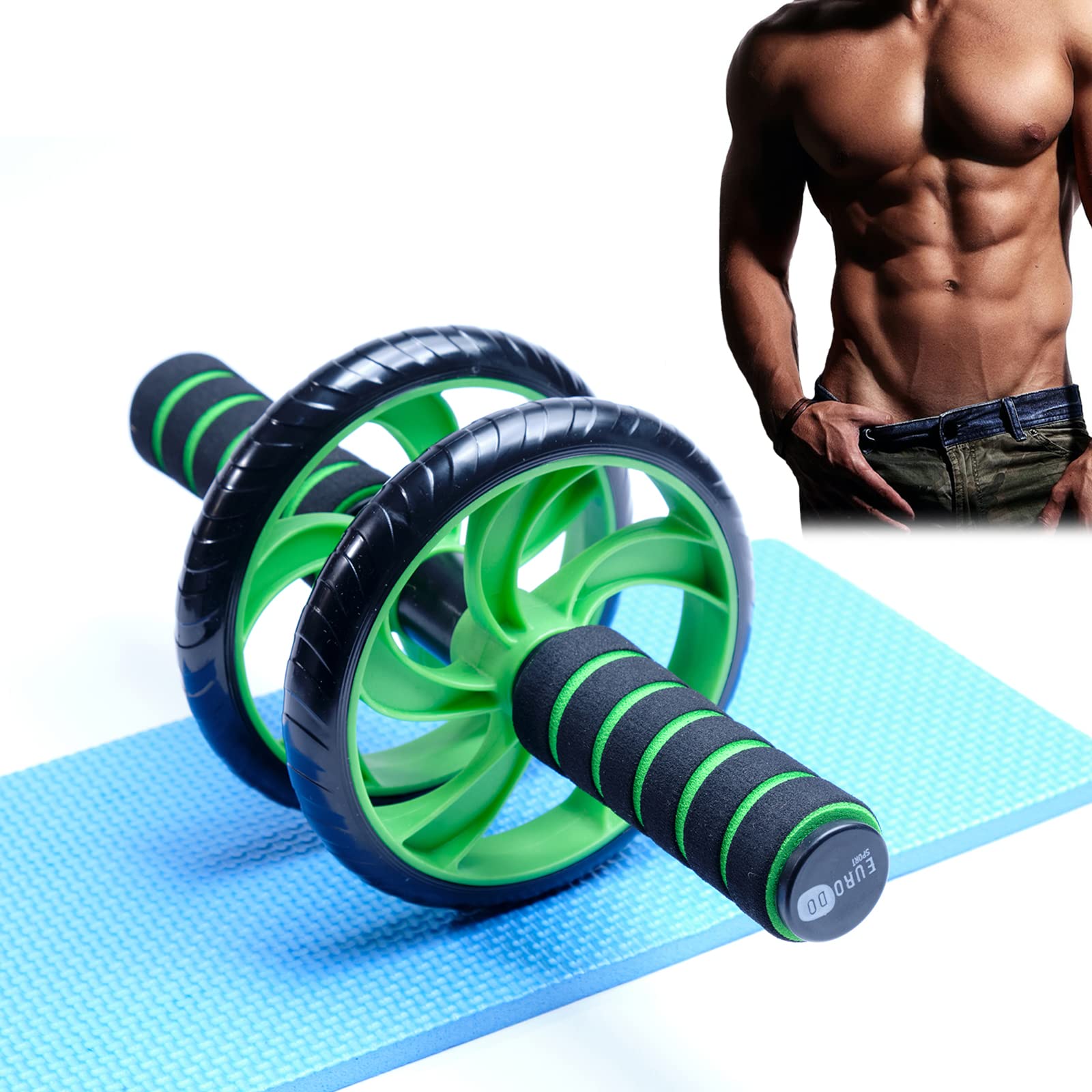 EURODO Ab Wheel with Knee Pad - Ab Wheel for Home and Gym Workouts (Green)