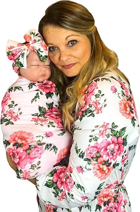 swaddle with matching bow