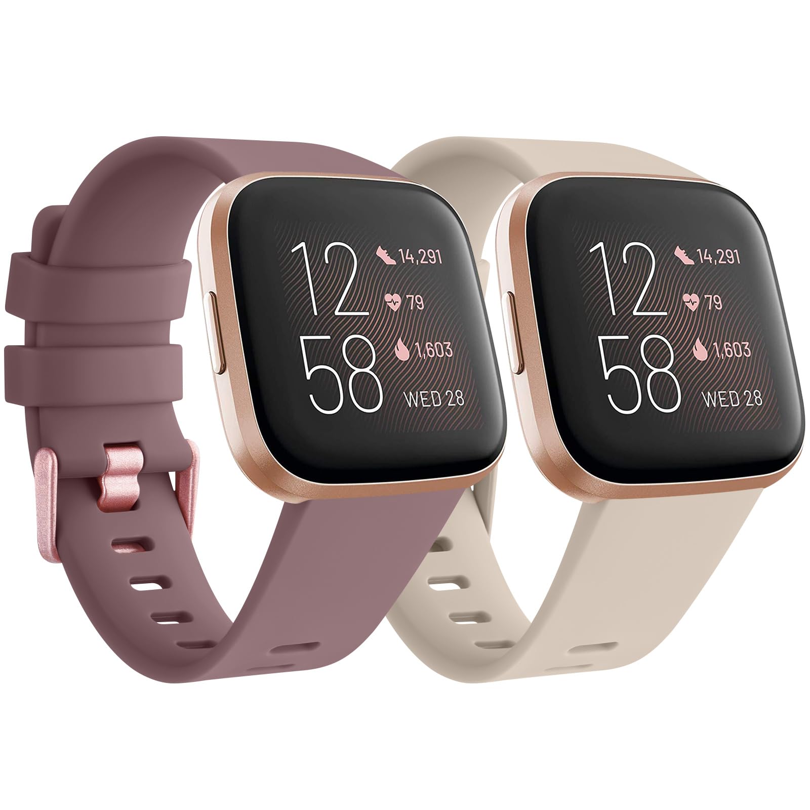 Silicone Sport Replacement Straps Compatible with Fitbit Versa Lite/Fitbit Versa 2 - Pack A, Small