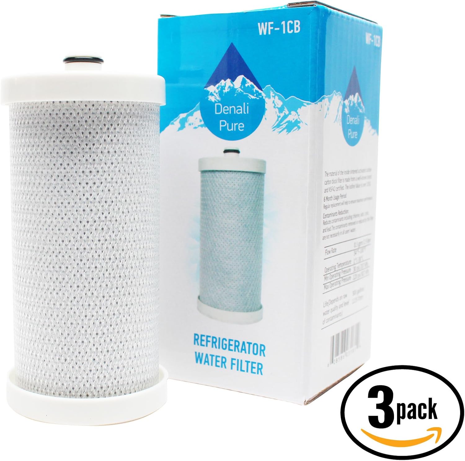 3-Pack Replacement for Frigidaire FRS6HR45KS0 Refrigerator Water Filter - Compatible with Frigidaire WF1CB, WFCB Fridge Water Filter Cartridge