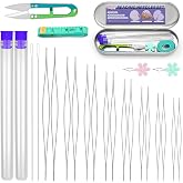 UOOU 32 Pcs Beading Needles Set, 8 Sizes Big Eye Bead Needles | Twist Beading Needles for Seed Beads, Bracelet Needle for Beads Jewelry Making