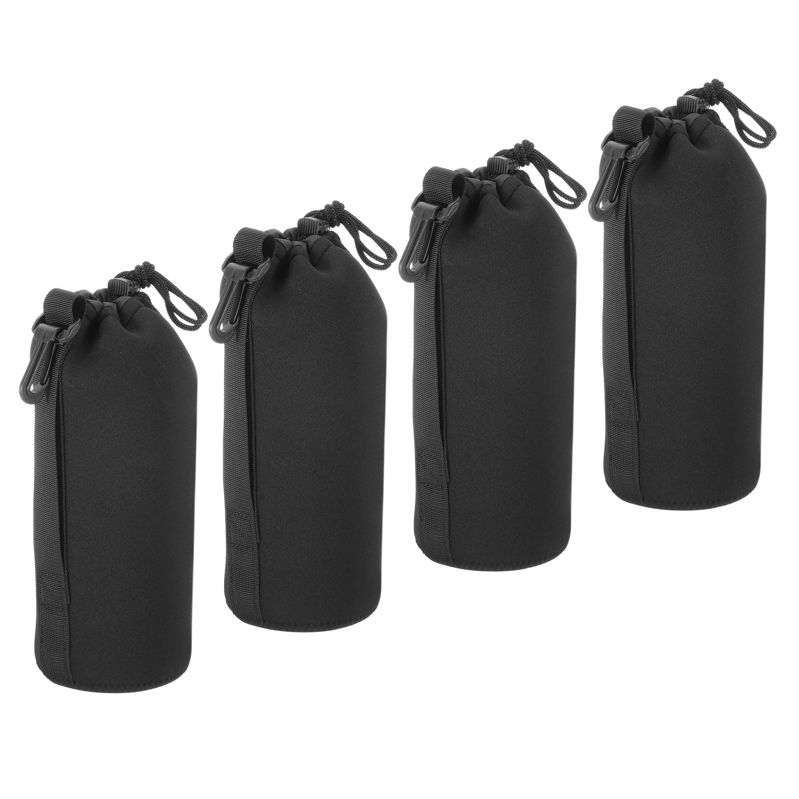PATIKIL Camera Lens Bag, 4 Pcs 3.7" ID x 9.8" H Drawstring Lens Pouch with Thick Protective Neoprene, Lens Case for DSLR Camera Lens, Water Coffee Cups Black