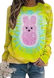 YMING Women's Easter Day Rabbit Print Sweatshirts