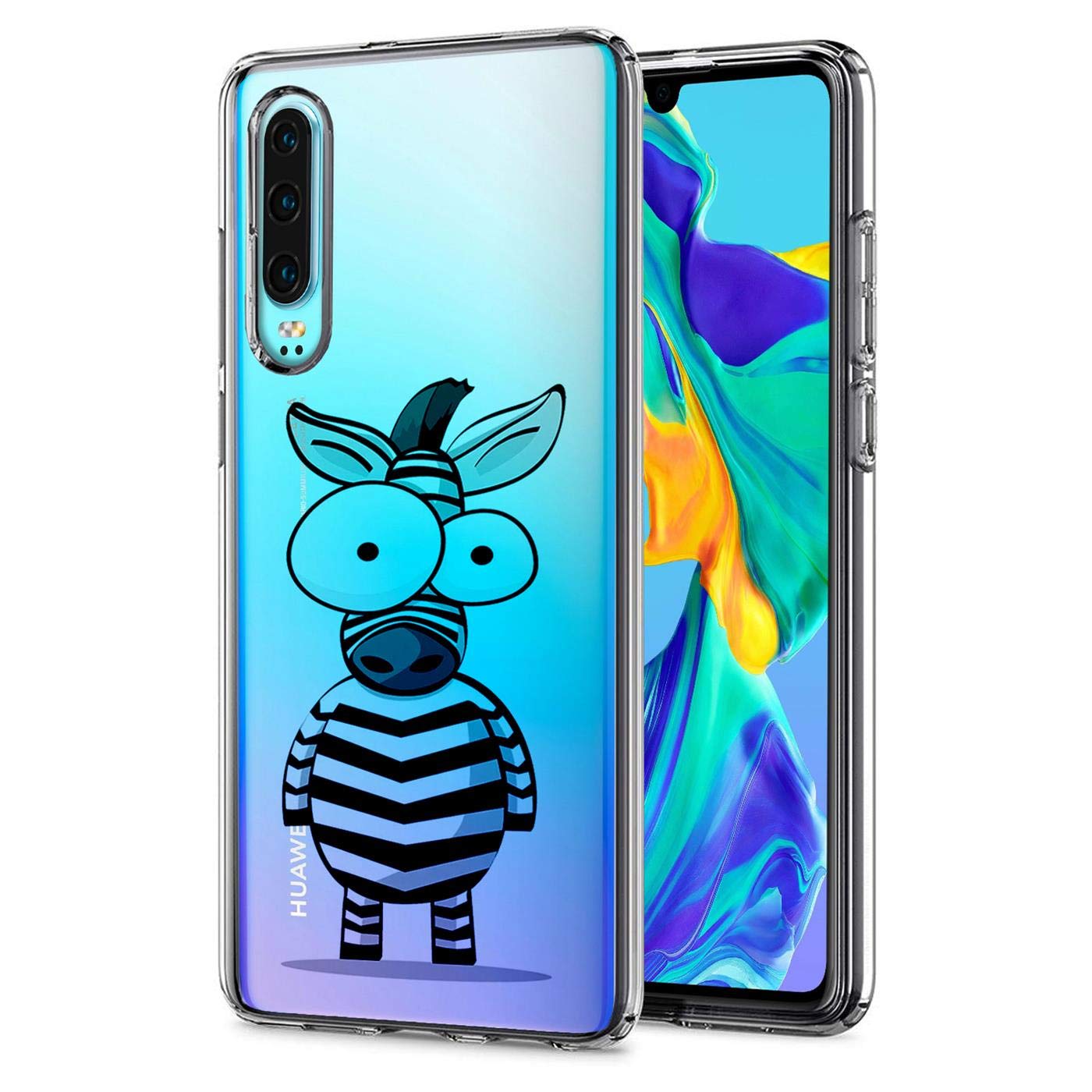 Verco Phone Case for Huawei Mate 20 Pro, Shockproof Bumper for Huawei Mate 20 Pro Cover Silicone, Back Case clear with motive, zebra