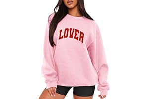 MAPICK Valentine Sweatshirts for Women Lover Glitter Patch Pullover Sweaters Long Sleeve Oversized Tops