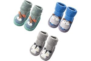 MarJunSep Infant Baby Boy Girls Toddlers Moccasins Non-Skid Indoor Slipper Shoes Socks Booties with Grips