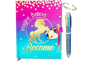 LIFE IS A DOODLE Diary for Girls with Upgraded Lock and Keys - Unicorn Journal Includes Adjustable Bracelet and Multi-Colored Push-Pen | Enjoy Both Lined and Blank Notebook Pages for Secret Writing and Drawing
