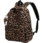 Cute Backpack Fuzzy Cheetah Shoulder Bag, Y2k Purse Fleece Chic Bookbag Trendy Aesthetic Coquette Daypack 90s Purse (Brown Cheetah)