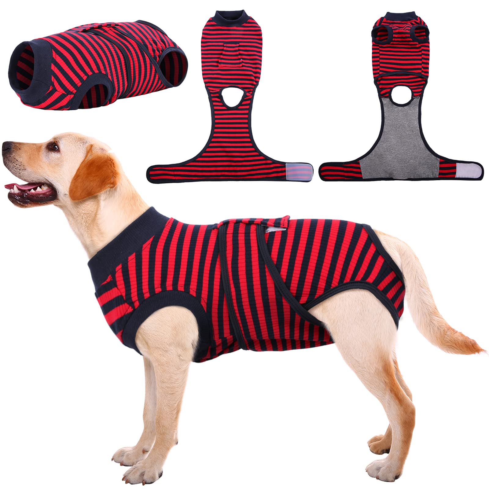 Kuoser Dog Surgery Recovery Suit, Dogs Recovery Suits Female Spay and Male Neuter for Post-Op Care, Soft Dog Onesie Surgery Cone alternative Prevent Licking, Red XL