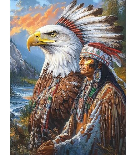 5D Diamond Painting Kit - Native Indian Woman & Wolf 11.8x15.8in Full Drill Art