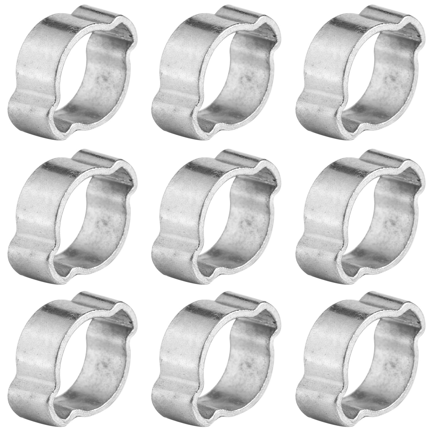10Pcs Double Ear Hose Clamp, Stainless Steel Two-Ear Throat Clamp Press O-Clip Hose Clip Tube Connecting Fastener, for Silicone/Rubber Hose Fuel Pipe (15-18mm)