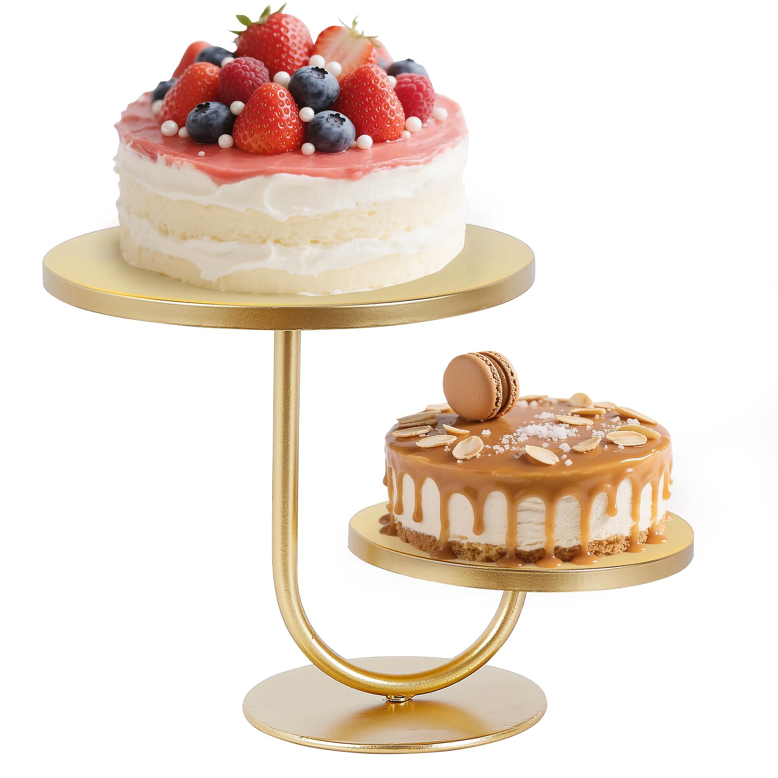 Photo 1 of 2 Tier Cake Stand - Metal Gold Cake Stand for Party, Cupcake Tower Dessert Display for Weddings, Birthdays, Anniversaries, Diameter 7" and 10"
