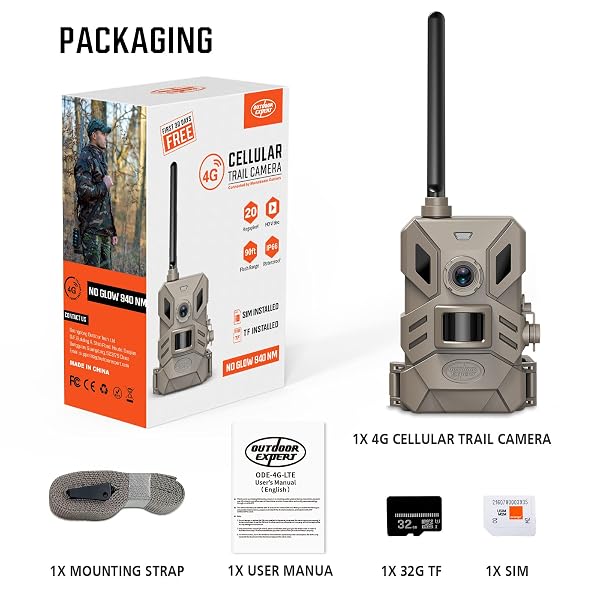 OUTDOOR EXPERT 4G CELLULAR TRAIL CAMERA,36MP HUNTING CAMERA WITH NO GLOW 940NM IR LED NIGHT VISION,HD VIDEO IP66 WATERPROOF GAME CAM,90FT FLASH RANGE WILDLIFE MONITOR