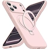 SKYLMW Compatible with iPhone 17 Pro Case with Magnetic Invisible Stand Compatible with Mag-Safe Military Drop Tested Shockproof Silicone 17 Pro Phone Cases for Women Men 6.3",Pink