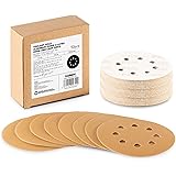 5 Inch 320 Grit Sanding Disc, 8 Hole Hook and Loop Aluminum Oxide Sanding Discs for Disc Sanders & Orbital Sanders - 50 Pack 