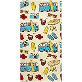 YIFONTIN Kids Beach Towel Velour Terry Blanket Throw 100% Cotton Super Soft Absorbent 25.5X51 inches for Bath Swimming Sports Camping Holiday Picnic, Bus Coconut Parasol Lounge Audio Player.