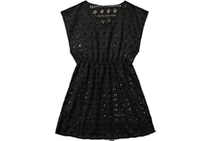 SHENHE Girl's Swim Cover Up V Neck Sleeveless Hollow Out Beach Dress Coverup Beachwear