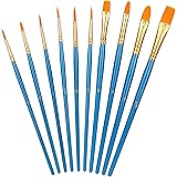 Amazon Basics Paint Brush Set, Nylon Paint Brushes for Acrylic, Oil, Watercolor, 10 Brush Sizes
